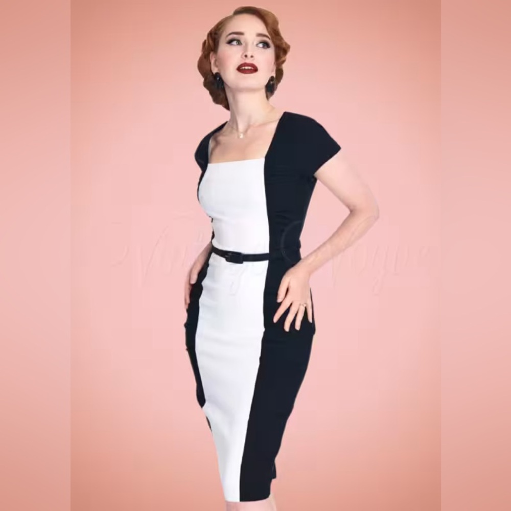 NWT Voodoo Vixen Black and White Retro Midi Dress
